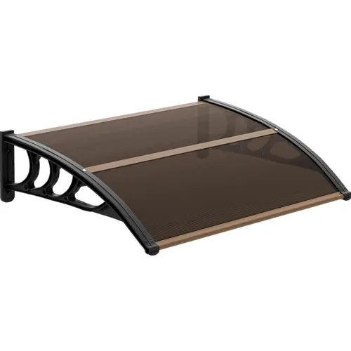 VINGLI Exterior Window & Door Awning, Polycarbonate Hollow Sheet Patio Cover with Canopy Parasols for Rain-Snow-Sun Protection, Brown Board & Black Bracket (Canopies & Shade), Canopy Parasols, Canopies & Shade