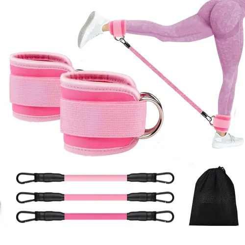 Ankle Resistance Bands, Ankle Bands for Working Out with Cuffs, Resistance Bands for Leg & Glute Workouts, Exercise Equipment for Kickbacks & Hip Training, Ankle Strap with Exercise Bands for Home Fitness