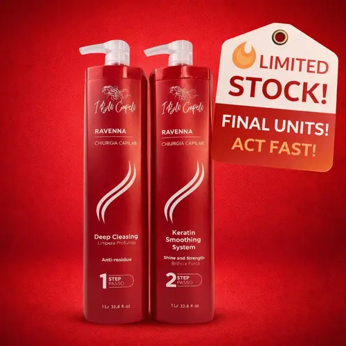 I Belli Capelli Ravenna Keratin Smoothing System, 2x1L Anti-Frizz Cleanser & Gloss Reconstructor - Aminoacids & Vitamins Blend for 3-6 Month Smooth, Silky, Glossy, Less Flyaway Hair, Aloe Curly Hair Treatment Serum