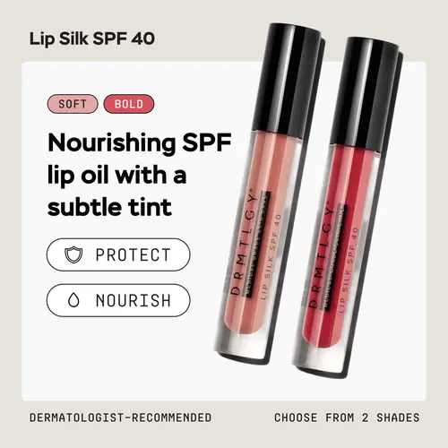 DRMTLGY Lip Silk SPF 40 .15 fl oz - Luxurious Tinted Lip Oil in 2 Shades. Hydrating Formula with Mineral Sunscreen and Squalane.