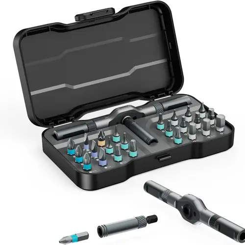 SEESE 24-in-1 Magnetic Screwdriver Set, S2 Steel Precision Ratchet Screwdriver Kit, Multi-Function Repair Tool with Detachable Handle for Various Tasks Holiday gifts