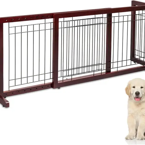 VINGLI Dog Gate for Stairs Free Standing Pet Gate for Driveway, Solid Wood Puppy Doggie Gates for Indoors Adjustable from 40" to 71" Wide