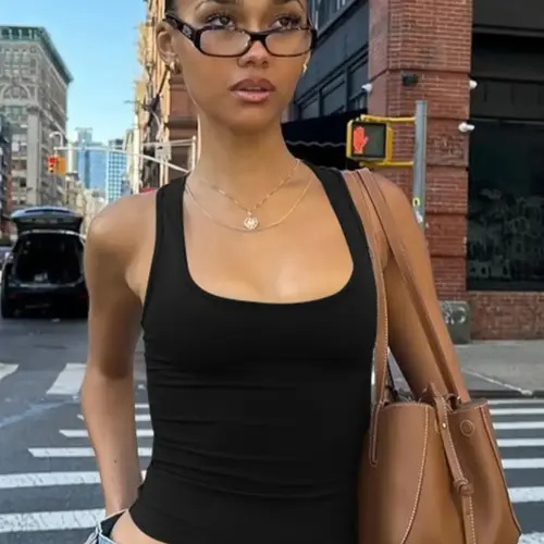 Women's Solid U Neck  Tank Top, Basic Casual Everyday Top, Casual Fashion Sleeveless, Casual Sleeveless  Top for Daily Wear, Fit, Ladies Clothes for All Seasons, Chic, Womenswear