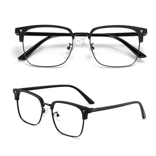 Unisex Retro Square Blue-Light Block Glasses - Metal&PC Frames with Resin Lenses, Casual Chic Classic Style, Daily Use Fashion Eyewear Accessory