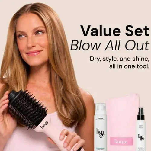 L'ANGE HAIR - Blow All Out Value Set - Le Volume 2-in-1 Titanium Brush Dryer, Hair Wrap Towel Gentle Microfiber, Glass Hair Thermal Blowout Primer, Réplenish Conditioning Spray, Blowout Hair, Blow Dry Brush Hair Dryers