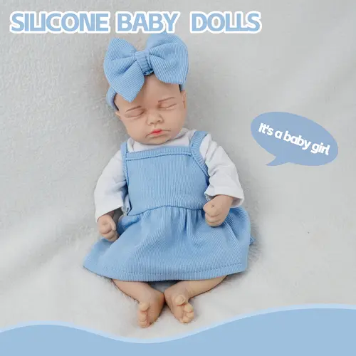 FunCuddle Doll 12.2-inch Baby Girl Doll All-Silicone Doll Gift for daughter Great Companion for the Elderly Doll Collection All-Silicone Material No odor Fully washable, Cuddly Doll Gift, Cute Doll Collectible