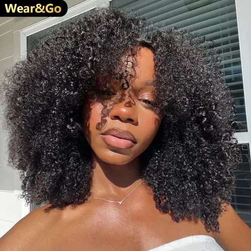 OQ HAIR Afro Curly Bleached Tiny Knots Pre Cut Lace 7x5 HD Wear Go Glueless Wigs Human Hair Wigs Beginner Friendly #SohoChic #TikTokShopBackToSchool