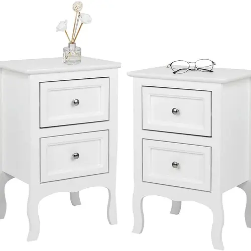 Bonnlo White Nightstand Set of 1/2, Nightstands with 1/2 Drawers, Bed Side Table/Night Stand, Small Nightstand for Bedroom, Small Spaces, College Dorm, Kids’ Room, Living Room, Wood, 16W x 12D x 24H