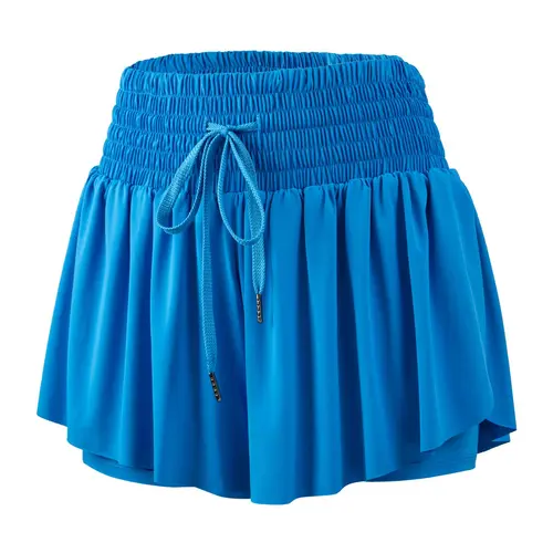 2-in-1 High Waisted Skorts for Women with Pockets - Flowy Athletic Shorts for Golf & Tennis, Yoga Running Shorts, Spandex Elastic Waist with Drawstring, Cute Summer Lounge Outfit
