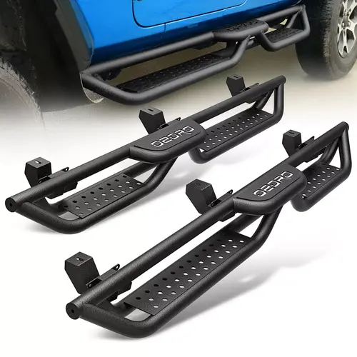 YITAMOTOR Running Boards, Compatible with 2018-2026 Jeep Wrangler JL 4 Door, with Two Stairs Design All-Steel Build Bolt-On Side Steps