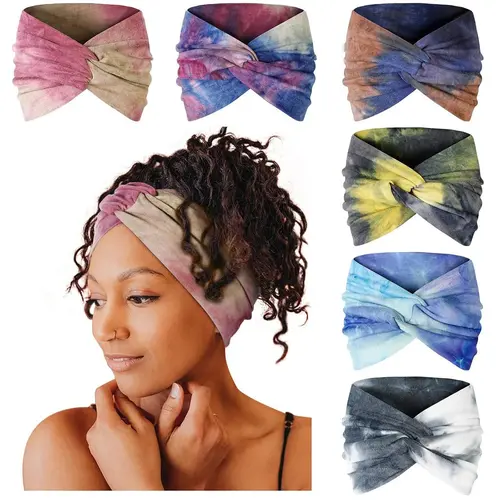 Boho Style Hair Band, Multicolor Hair Band, Fashion Non-slip Elastic Hair Band, Sport Sweat Hair Band for Yoga Running Gym, Workout Headband, Knotted Headband, Sweat Wicking Headband