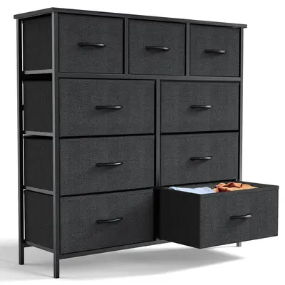 9-Drawer Dresser, Storage Unit Organizer Chest for Clothes, Tall Dresser & Chest of Drawers for Bedroom, Hallway, Living Room, Closet, & Dorm Furniture – Steel Frame, Wood Top, 5/7/8/9 Drawers