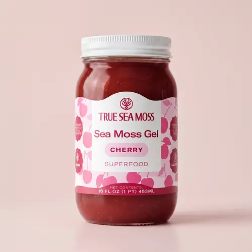 TrueSeaMoss Cherry Irish Sea Moss Gel – Rich in Minerals & Vitamins – supports immune, improves digestion, boost energy, skin & hair health