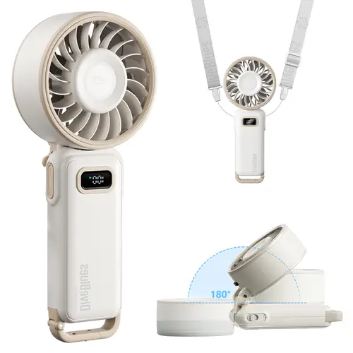DiveBlues Handheld Mini Portable Powerful Fan - Battery Operated, 3600mAh USB Rechargeable, 100 Speeds, 15-Hour Runtime, Air Turbo Tech, Adjustable Multifunction Fan for Travel, Outdoor Activities, Cool Gadgets Handheld Cooling Fan High Power Fan