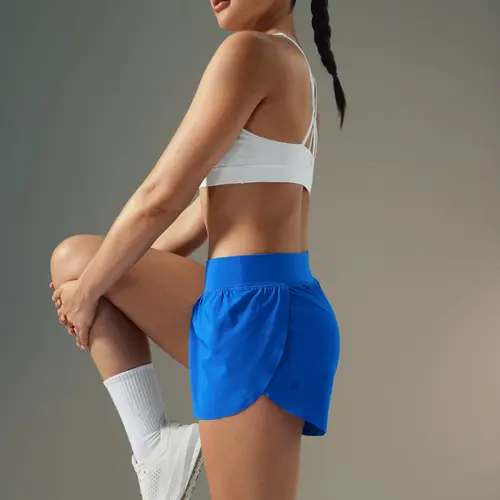 CRZ YOGA High Waisted Dolphin Athletic Running Shorts for Women 3" High Split Comfy Mesh Liner for Gym Workout Track