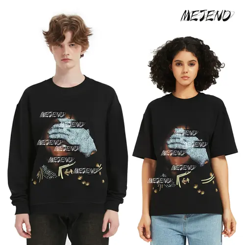 10oz 100% Cotton, t shirt with Rhinestone, Comfort Shortsleeve Casual, j shirt with Diamonds, Streetwear tee, MeJend Sweatshirt for Men & Women