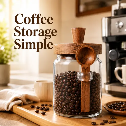 ONESHOW HOME Transparent Cylindrical Glass Canister with Decorative Wooden Lid and Spoon - Airtight Dustproof Storage Container for Coffee Beans, Tea, Sugar (Ideal for Coffee Lovers) | Mid-Year Sale Kitchen Essentials, Airtight Leak Proof, Cylindrical Jar