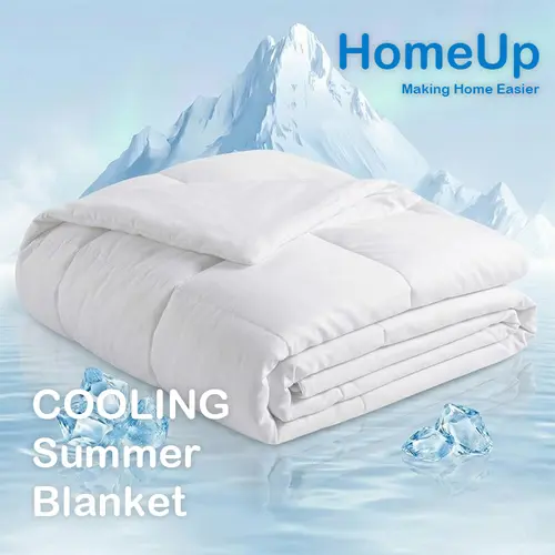 ULTRA COOLING NTBAY Summer Blanket - Q-Max 0.45 Ice Silk Cooling Comforter for Hot Sleepers & Night Sweats, Double-Sided Cold Touch Breathable Blanket, Soft Lightweight Bedding Gift