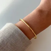 modmints Women's Waterproof Hypoallergenic Elegant Minimalist Bangle - Stackable Stainless Steel Golden Cuff Bracelet, Non-Tarnish Gold Stylish Jewelry Accessory, Stackable Bracelets, Stainless Steel Bracelet