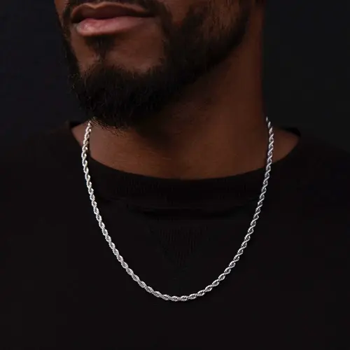 GLD Rope Chain 14k White Gold 4mm Drop Necklace Available in 16-30 Lengths Guaranteed for Life - Perfect Gift #TikTokShopBackToSchool