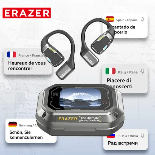 ERAZER XP6 Bluetooth Earphones Translation Earbuds With APP, OWS Wireless Earbuds Stereo Translate Headphones, Built-in Mic High-quality sound Earbuds ,30H Long Playtime, Immersive Premium Sound Long Distance Earphones With Charging Box,for Gym Running