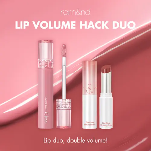 rom&nd Lip Volume Hack Duo Lip Kit - 2-Piece Vegan Makeup Products with Plumping Melting Balm (3.5g), Glossy Color Gloss (4g) & Infused Natural Oils