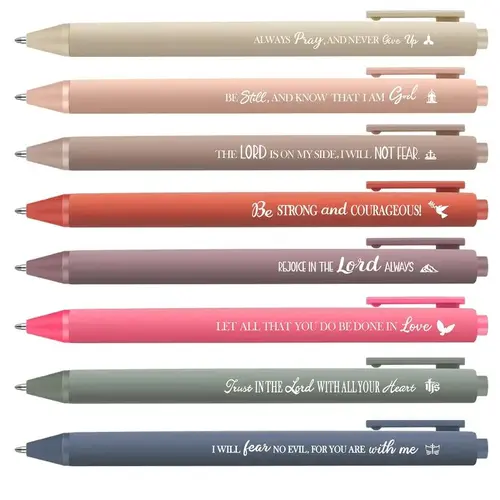 Inspiring Bible Quotes Ballpoint Pens, Medium Tip, Retractable, Durable Plastic, Reliability, Round Body, Office School Gift, Religious Present, Motivational Pens