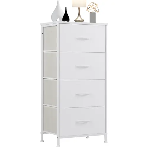 Modern 4-Drawer Skinny Fabric Organiser Storage Cabinet - New Color Practical Cupboard with Multiple Storage Drawers, Wooden Bedroom Furniture Organizer for Closet Organization, Room Decor