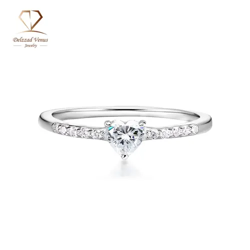 S925 Sterling Silver Tarnish-Resistant Heart Shaped Ring for Female, 0.5ct D Color VVS Moissanite Iced Out Romantic Band, Valentine's Day Engagement Jewelry