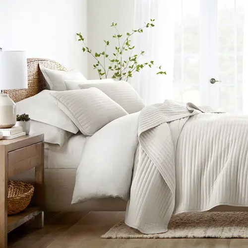 Stripe Stitch 3-Piece Quilted Coverlet Set