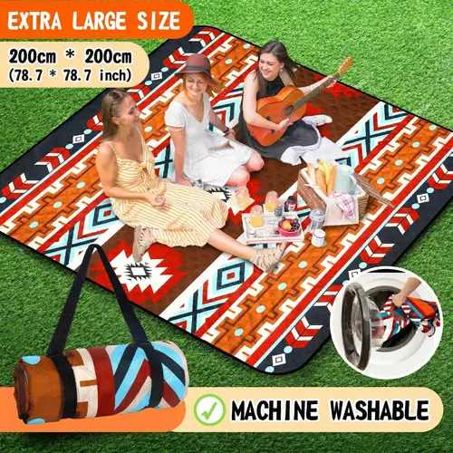 Hap Tim Extra Large Outdoor Picnic Blanket 80" x 80" Waterproof Lightweight Foldable Blanket Picnic Mat for Beach, Camping Grass Lawn Park Accessories Fathers Day Gift