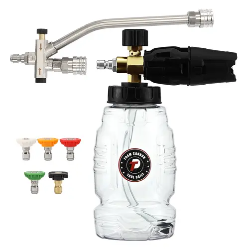 Tool Daily Pressure Washer Foam Cannon with 5 Power Washer Nozzle Tips,1/4” Quick Connect,Dual Connector for Soap Cannon CarWash Spray Snow Foam Sprayer Snow Foam Lances,car accessories toolupgrade