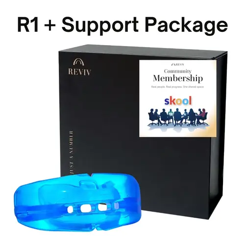 Reviv R1 Night Mouth Guard for Grinding Teeth - TMJ Relief, Jawline Balance, Personalized Support & Guidance, Small Unscented Ready-to-Use, 5x2x5in Travel-Friendly (slips into travel bags), Onboard Call, 3-Months Community Access, Money-Back Guarantee