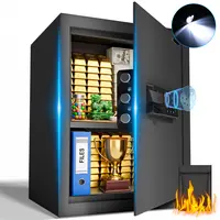 2026 Solid Smart Biometric Luxury Jewelry Security Safe Box - Anti Theft Safes for Unisex Adults Home Security System, 16 Gauge Alloy Steel, 0.1S Fingerprint Quick Unlock, 4 Access Methods, Adjustable Shelf, LED Light, Alarm, AA Required, Fireproof Design