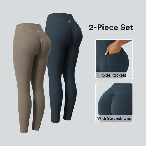 Halara 2-Piece Set UltraSculpt High Waisted Scrunch Butt Lifting Tummy Control Pocket Shaping Training Leggings - 7/8 Length #BackToSchool