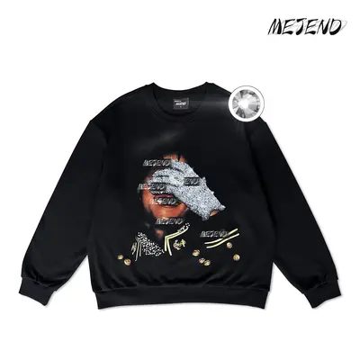 MeJend Rhinestones Graphic Tees with Diamonds, Casual Crewneck Top, Summer Streetwear Oversized Rhinestone Tshirt, Comfort Womenswear Shortsleeve shirt men gifts Gamis Tropical Fathersdaygift