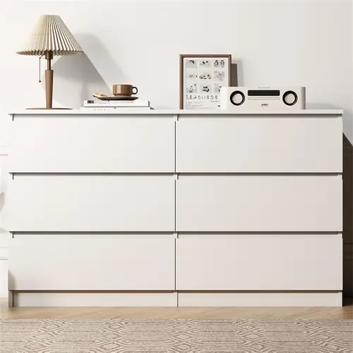 Spaco White 6-Double-Drawer Bedroom Dresser - Spacious Storage Modern Cabinet for Bedroom, Nursery, Dressers, Drawers Sideboards