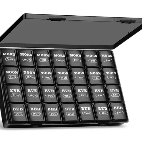 XL Large Weekly Pill Organizer 4 Times a Day, 7-Day Pill Boxes and Organizer AM PM, Big Compartments Pill Case, Monthly Medication Organizer 28 Days Dispenser for Fish Oils