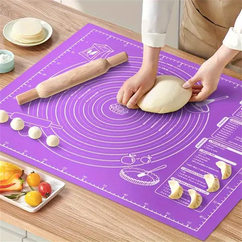 Non-stick Baking Mat, 2 Counts Bakeware  Silicone Dough Rolling Mat, Kitchen Tool for Pastry, Cookie, Baking, Rolling Pin, Baking Tools, Ideal Kitchen Tool for Halloween, Easter, Hanukkah, Thanksgiving, Baking Supplies, Baking Utensils Supplies