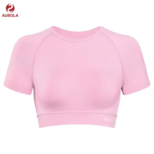 AUROLA Influence Crop Top Workout Shirts for Women, Ultra-Soft Seamless Gym T Shirts Short Sleeve Running Workout Tops