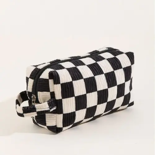 Plaid Pattern Makeup Bag, Casual Zipper Makeup Accessories Organizer Pouch, Versatile Cosmetic Storage Bag for Travel & Daily Use