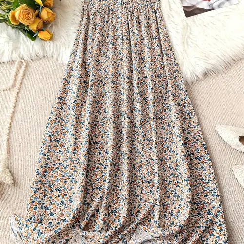 Women's All Over Print Floral Skirt, Elegant Boho Bohemian Fashion Casual Everyday Loose Long Beach Skirt for Daily Outdoor Wear, Women Bottoms for Summer