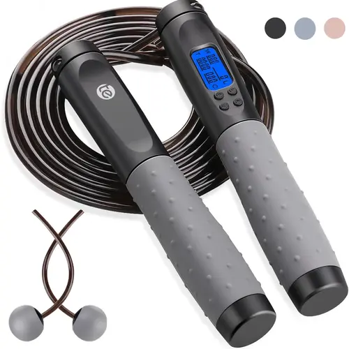 2 In 1 Cordless Jump Rope with Counter for Fitness - Adjustable Smart Skipping Rope For Men Women Kids Outdoor Speed Boxing Crossfit Workout Exercise Cardio large ball-weighted jump rope