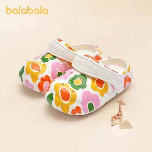 balabala Kids' Colorblock Slip-On Slippers Shoes - 18-24m Synthetic Non-Slip, Cute Cartoon Sole, Comfortable Round Toe, Quick Changes, Fun Flat Slides for Toddlers, Fun Slippers, Cute Cartoon Slides