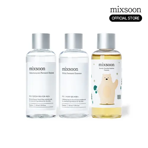 [mixsoon Official Shop] 3-Layering Essence No.1 Set (3.38 fl.oz * 3EA) — Korean Essence for Glass SkinㅣGalactomyces Ferment Essence + Bifida Ferment Essence + Soondy Centella Asiatica Essence