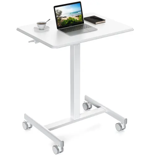 Modern Adjustable-Height Small Standing Desk - Home Office Desk, Work Table with Lockable Wheels, Portable Rolling Mobile Design for Indoor Furniture Use, Portable Laptop Desk, Rolling Computer Desk