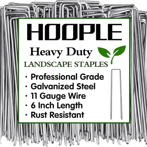 6 Inch Landscape Staples, Garden Stakes Galvanized Tent Stakes Heavy Duty 11 Gauge Anti-Rust Staples for Plant Cover, Turf, Fence, Grass Decoration