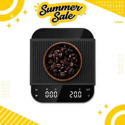 Ultrean Rechargeable Coffee Scale with Timer, 3000g/0.1g Accuracy, Backlit LED for Night Use, Dual Time, Slim Profile Fits Machines, Waterproof Mat for Pour Over Coffee, 3Kg, Kitchen Scale, Coffee Bean Scale