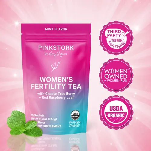 Pink Stork Fertility Tea Supplement | Organic Herbs for Hormone Balance | Vitex, Red Raspberry Leaf |3 Flavors - Women's TTC, Cycle, Healthcare, Natural Dietary Support