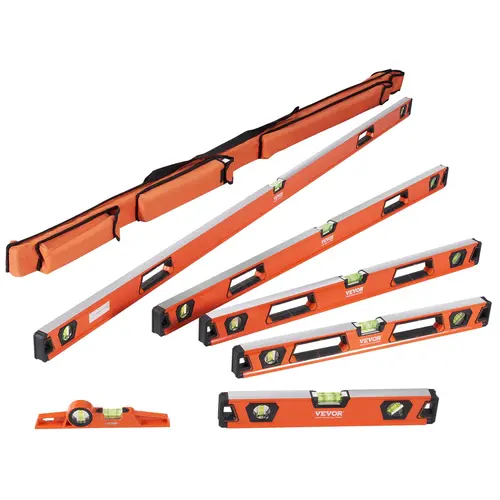 VEVOR Magnetic Torpedo Level Hardware Set, 10/16/24/32/48/78 in Aluminum Alloy Spirit Levels with Bubble Vial Rulers, 45/90/180 Degree Measurement, Shock-Resistant Viewing Window, Durability, Wear Resistance for Plumbing, DIY Projects (Father's Day Gift),